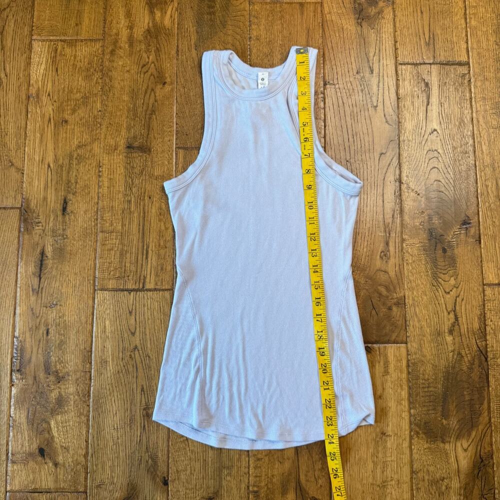 Lululemon Tank Top High Neck Racerback Periwinkle Blue Ribbed Knit Size 2 - Picture 3 of 7